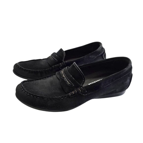 Munro Ramie Black Suede Penny Loafers Sz 6.5 - Picture 1 of 10